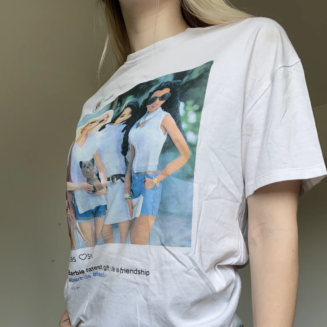 Vit t-shirt med tryck - 91