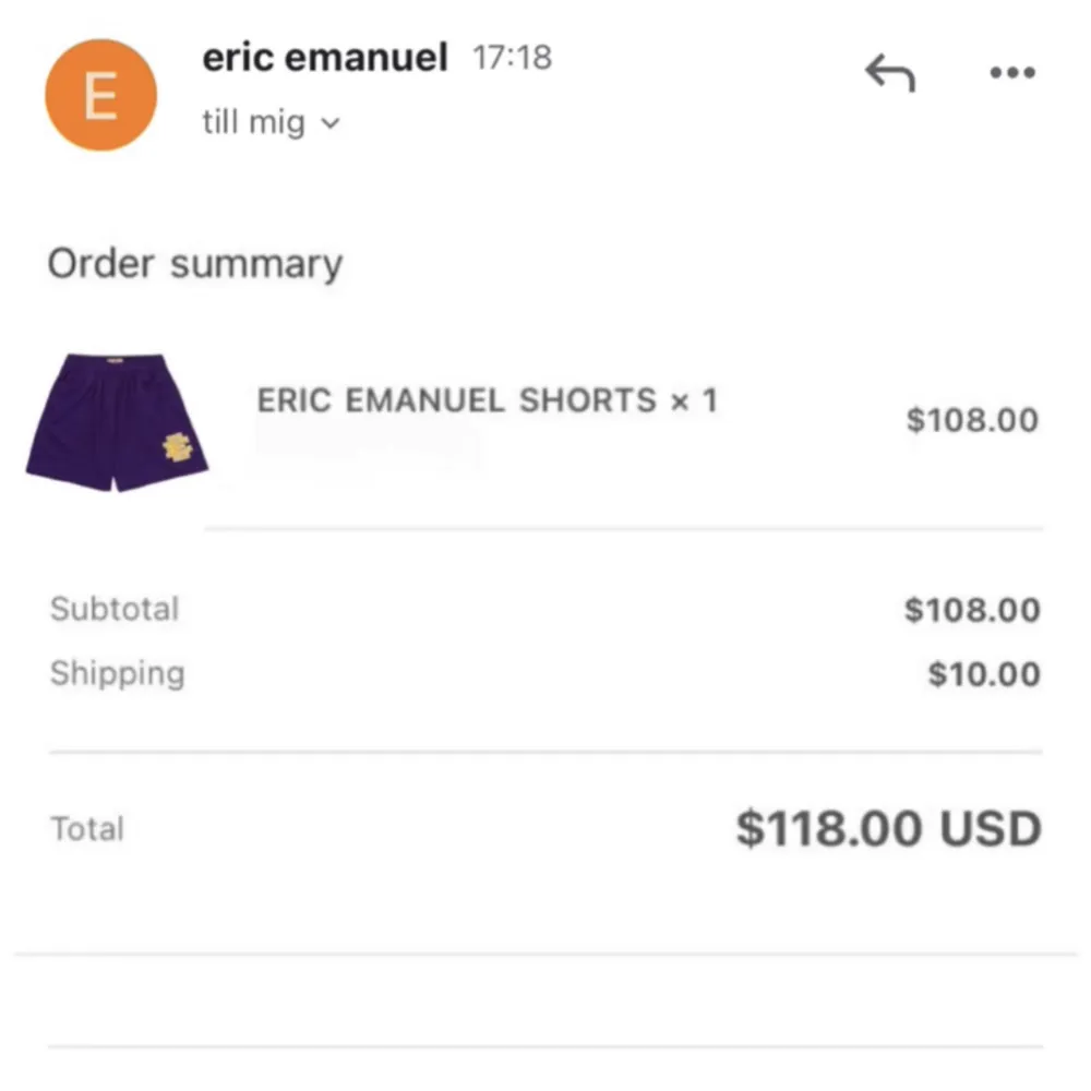 Eric Emmanuel shorts i bra skick. Storlek L, lite liten i storlek passar medium också. Passar perfekt till sommaren! Kvitto finns. Shorts.