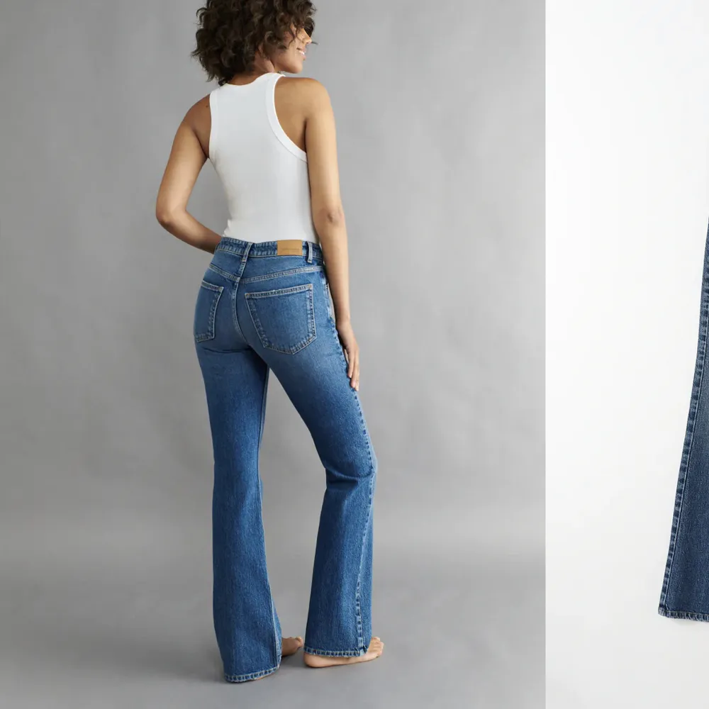 Blåa jeans i nytt skick, säljer pga för stora💕💕. Jeans & Byxor.