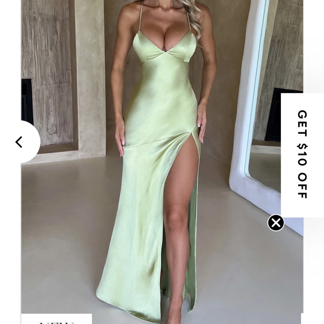 Ljusgrön satin balklänning 