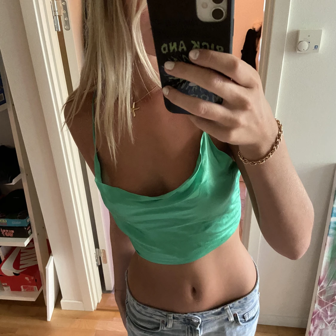 Grön satintopp Zara