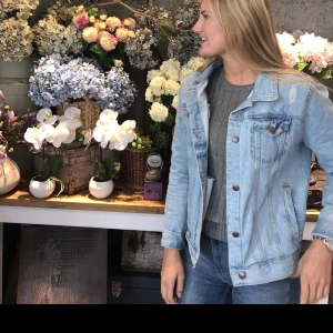 Oversized jeansjacka  - Blå jeansjacka från australienska Dotti. Storlek XS/S men mer åt S och oversize skulle jag säga! Passar bra med en stor tröja under 💙 slitningar fram och bak. 