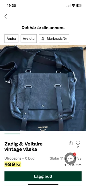 Zadig Voltaire väska vintage  - Unik  Vintage  Svår att få tag på  Svart  100% läder  B: ca 37cm H: ca 29cm Very good condition