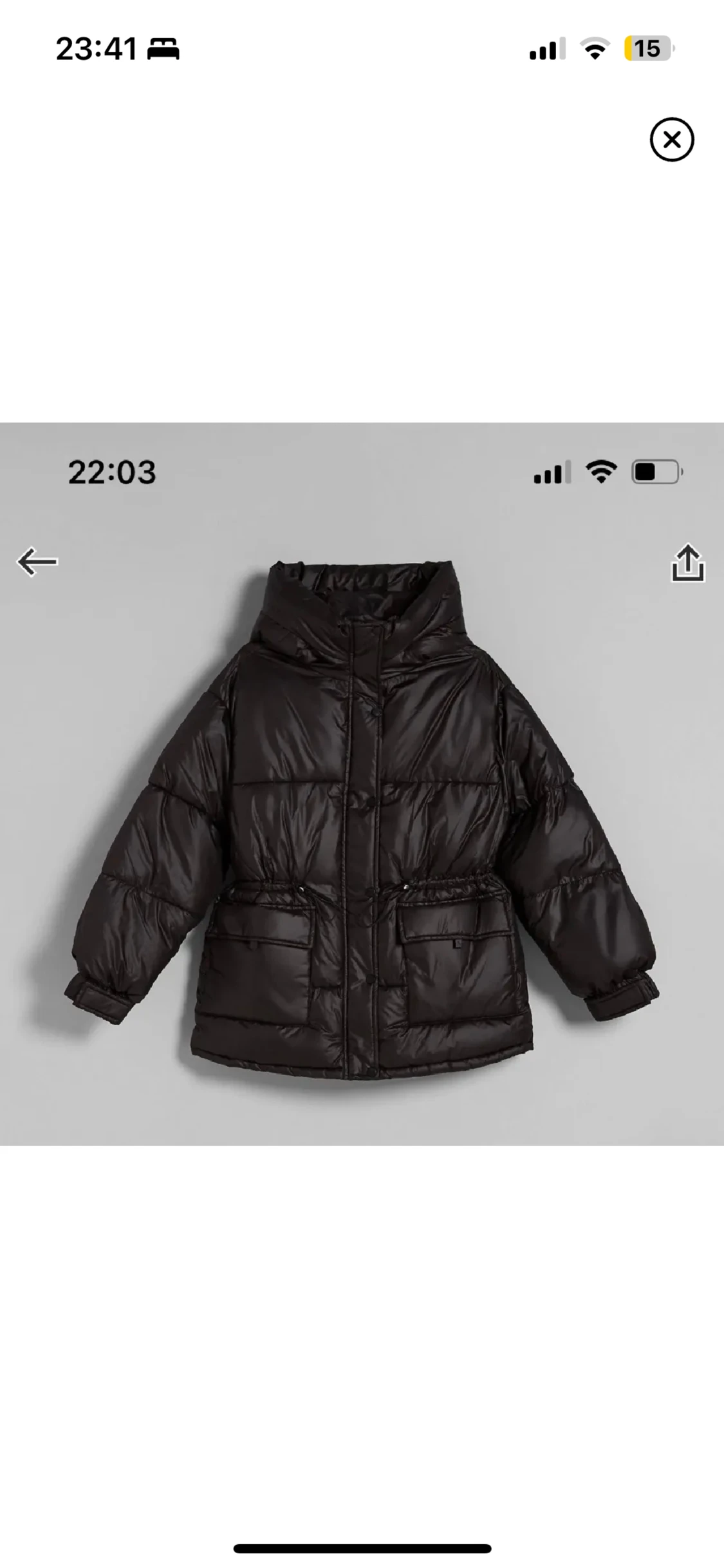 Vadderad jacka med huva