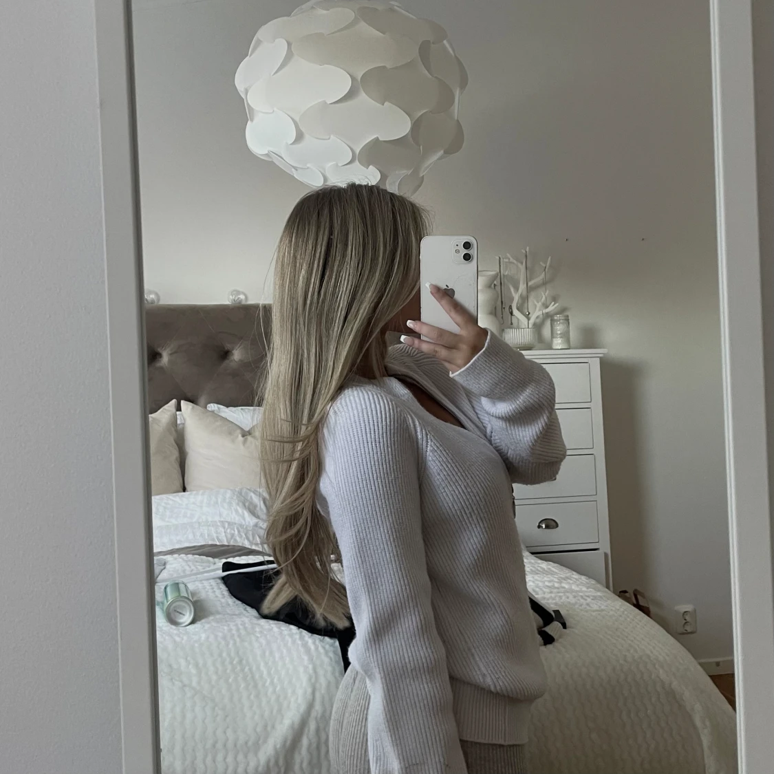 Vit stickad tröja  - 90