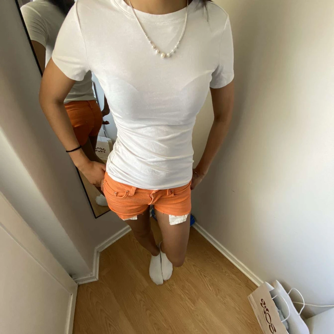 Orange Lågmidjade shorts  - 91