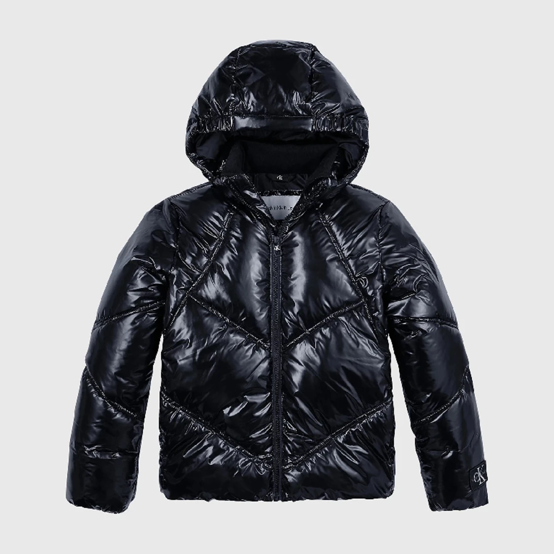 Svart glansig dunjacka 