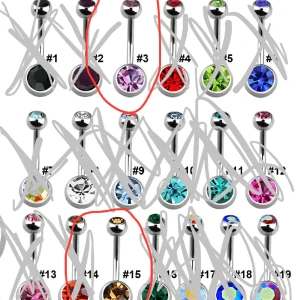 Navelpiercing - Säljer navelpiercings! De som är incirklade i rött är de som finns kvar! Säljer rester från e handel så helt nya!  Sterila titanium. 12mm