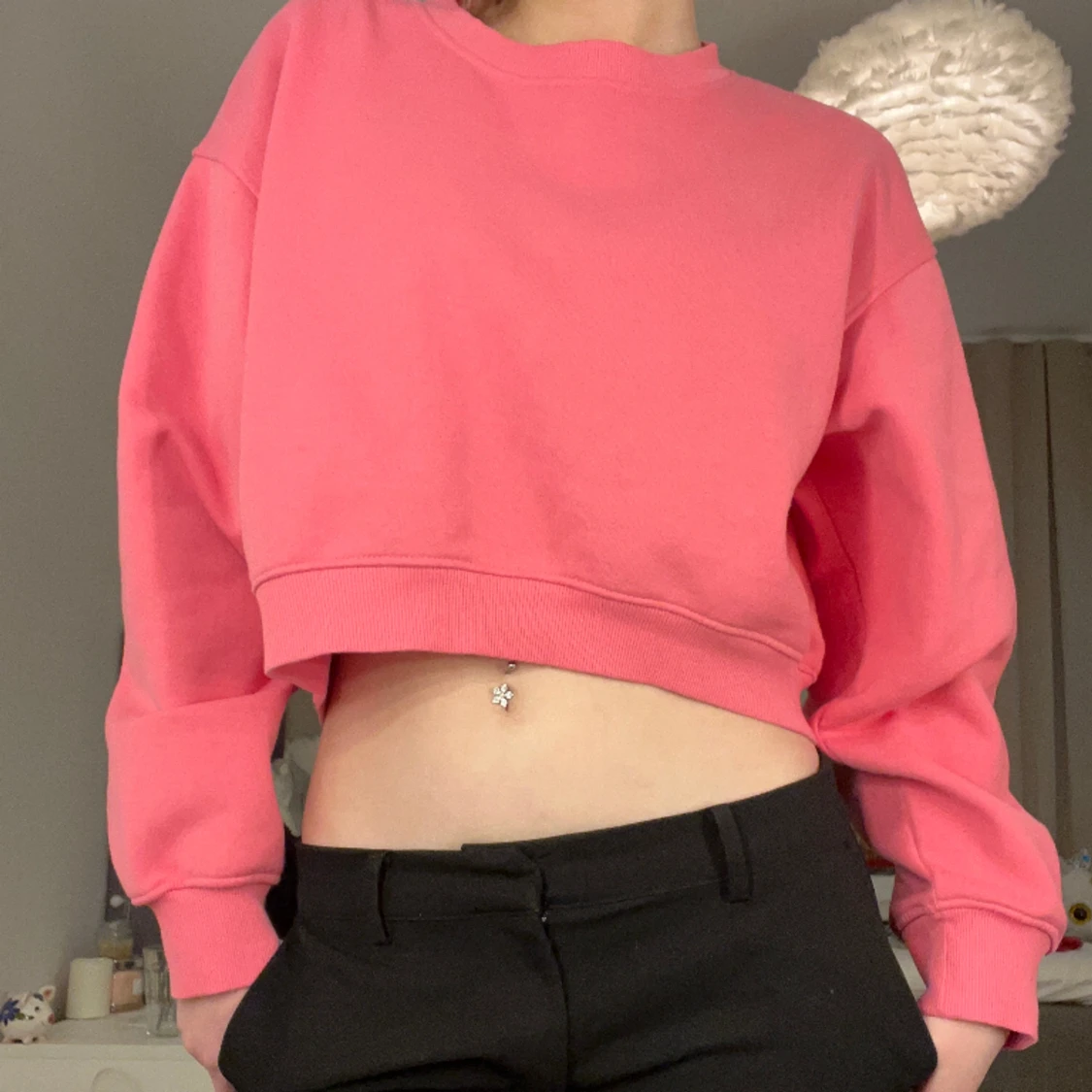 Croppad rosa sweatshirt  - 90