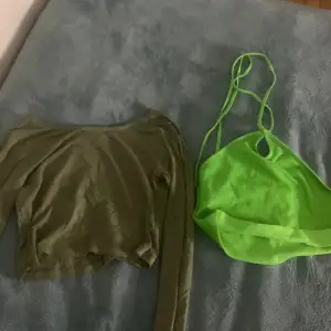 Två gröna tröjor,en är från MADLADY och den andra är från Zara, Den mörk gröna är i storlek S och den ljusgröna är också i S. Du betalar både för tröjorna och för frakt 
