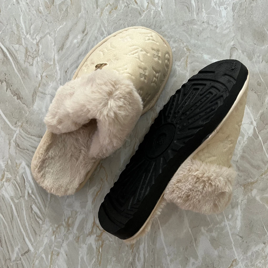 Tofflor - Beige/vita - 91