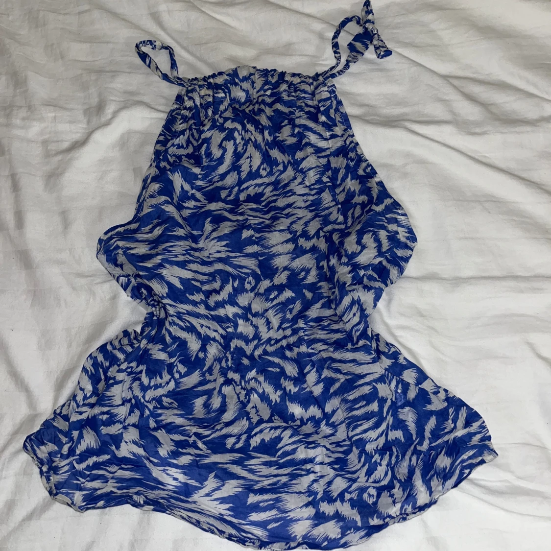 Blå & vit sommar blus / linne - 91