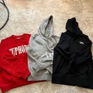 Adidas hoodie, knappt använd.  Strl: S men passar M Säljs för 200kr   Lee hoodie, använd fåtal gånger. Strl: L Säljs för 300kr   Sweatshirt Vailent, använd 1 gång. Strl: M  Säljs för 100kr   Köp alla nu för 600kr eller DM för enstaka köp.