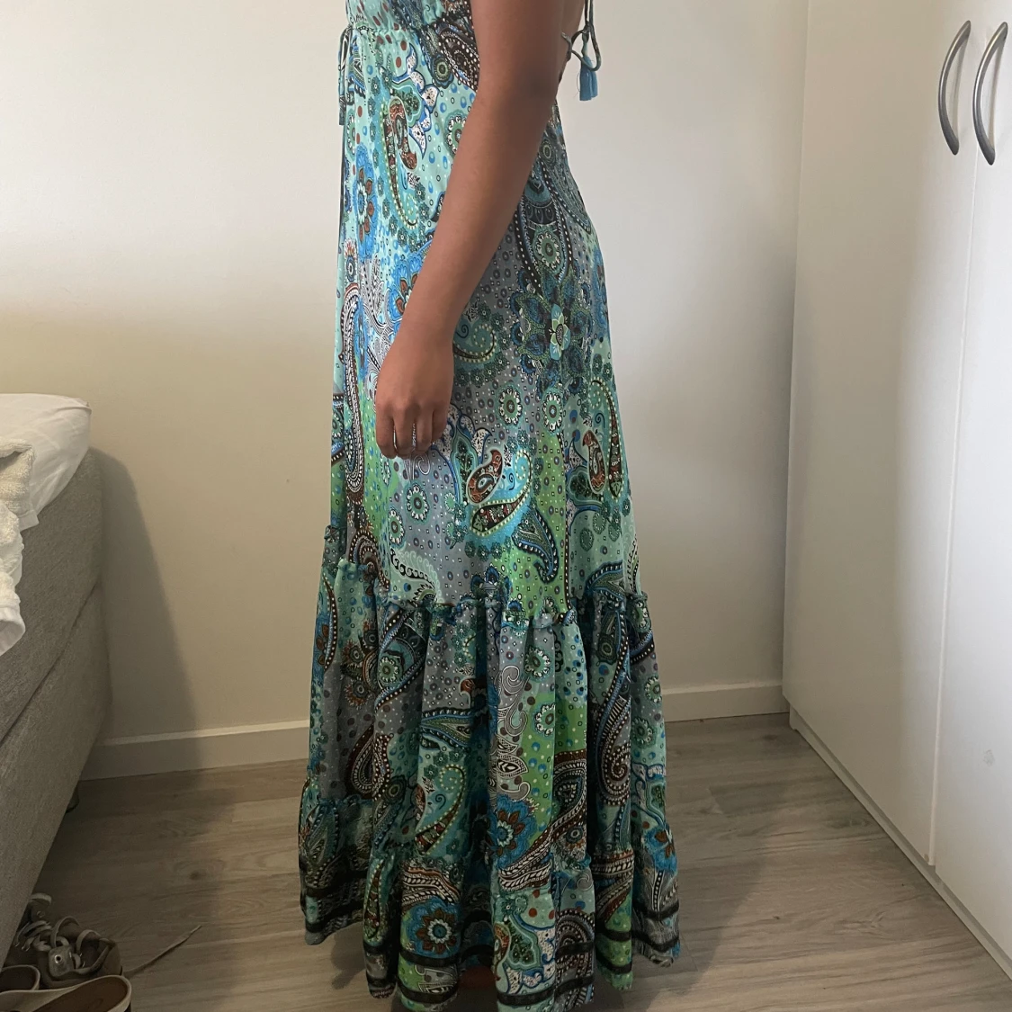 Blå grön sommar långklänning  - 90