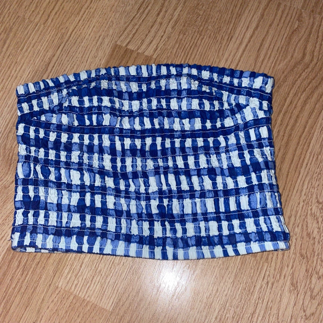 Blå vit Cropped topp! - 90