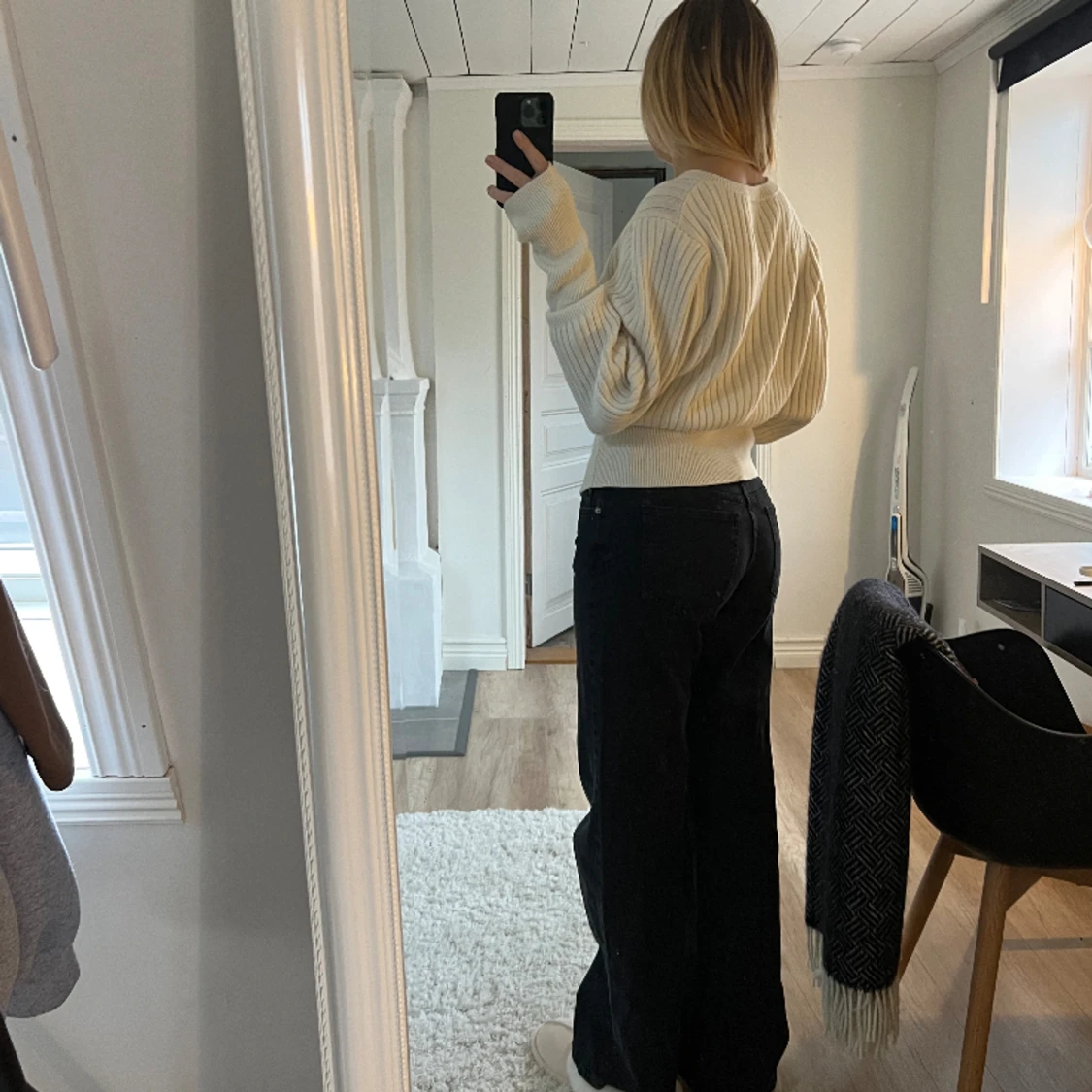 Vit stickad tröja - 90