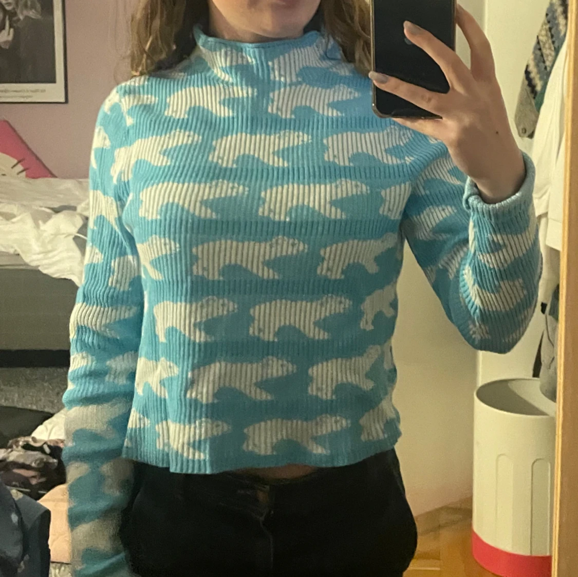 Ljusblå långärmad