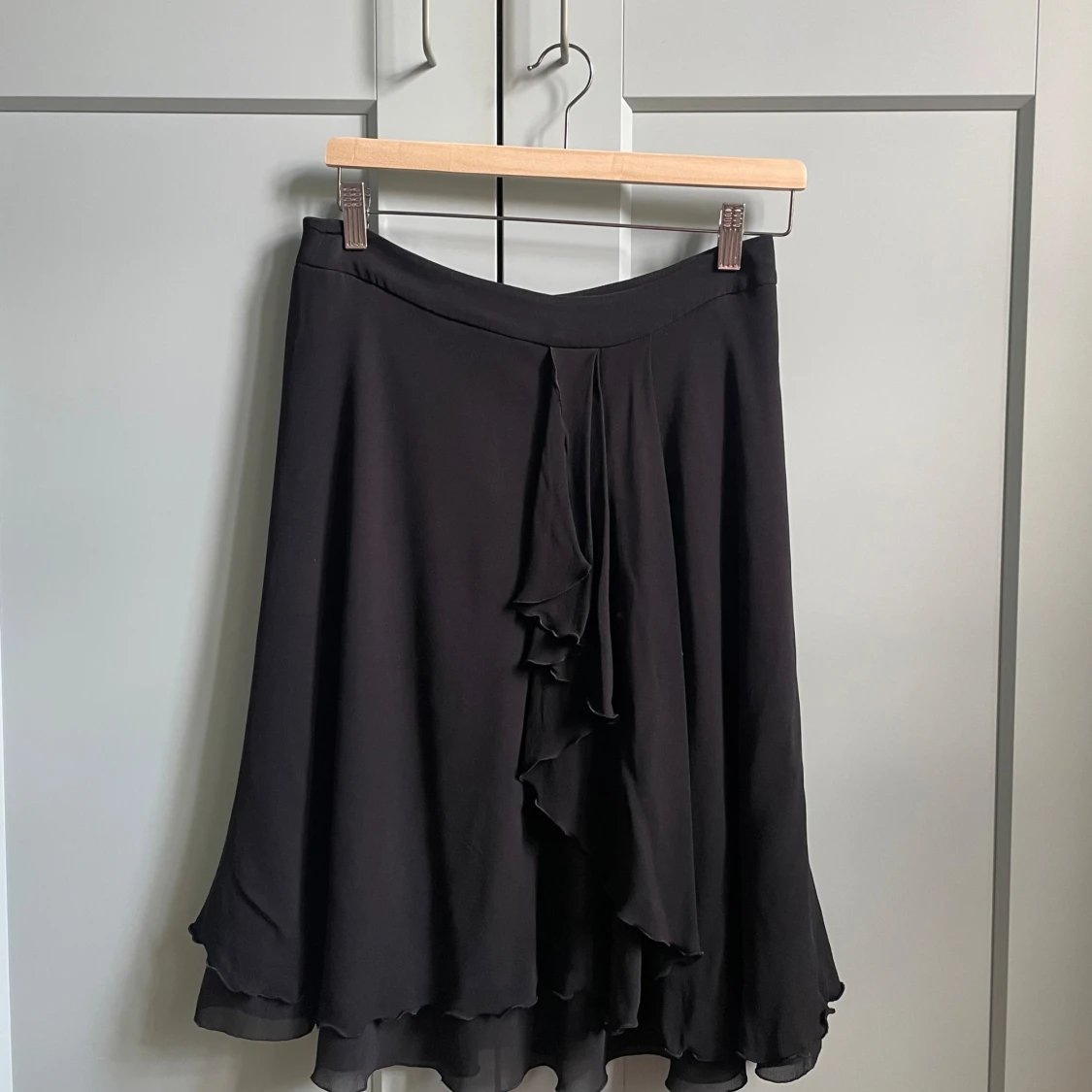 Vintage Armani Ruffle Trim Silk Skirt