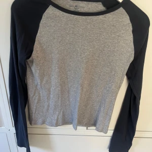 långärmad tröja från brandy melville  - grå tröja med mörkblåa armar, nyskick köpt förra sommaren. 