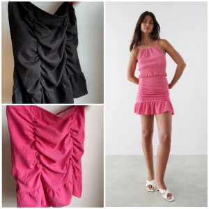 2 st likadana kjolar, Gina Tricot - 👉🏼 Skriv till mig om du endast vill köpa en av dem!  Superfin passform och snygg både till vardags och på fest ✨ Den rosa är i nyskick, använd 1 gång! Färgen på den rosa stämmer bäst in på min egen bild! 🩷  Den svarta är i väldigt fint skick. 