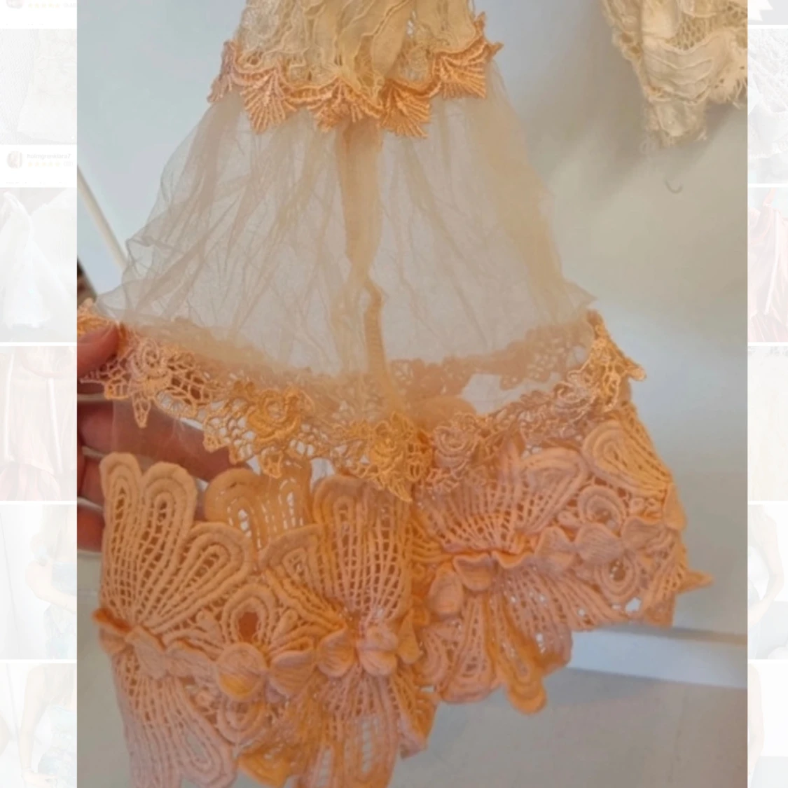 Spets topp trumpetärmar med volanger - 2