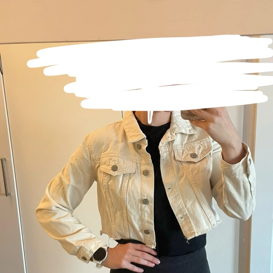 Vit jeansjacka croppad - 91