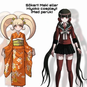 (SÖKER) Maki eller Hiyoko cosplay med peruk!! - Storleken kan vara lite förvirrande för mig, i vanliga kläder har jag allt ifrån S till L. Men i dem flesta cosplays så har jag typ XL? Vet inte om det har med asiatiska storlekar att göra, men skriv gärna med måtten om du skulle vela sälja!! 