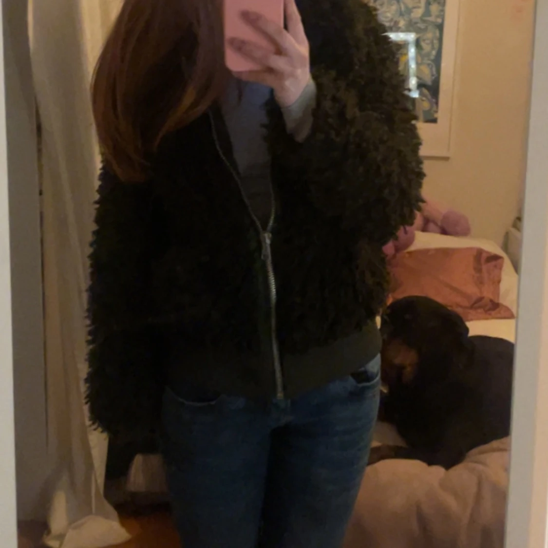 Super fin grön teddyjacka - 90