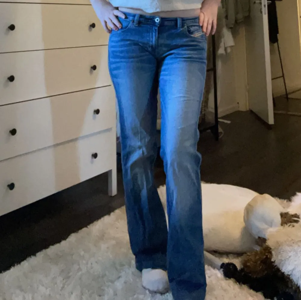 Säljer mina skitsnygga lågmidjade jeans ifrån Disel, nästan aldrig använda så i väldigt bra skick! Passar perfekt på mig som är 165!. Jeans & Byxor.