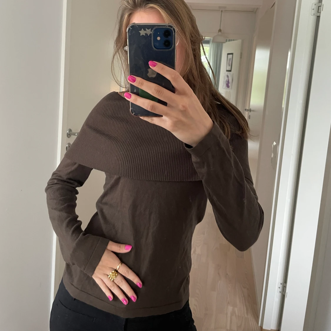 Olivgrön långärmad tröja - 90