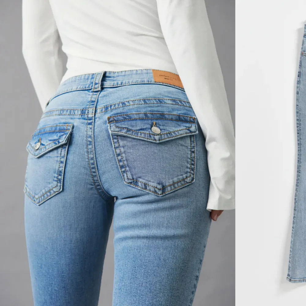 Snygga och populära jeans, slutsåld i storlek 42. Säljer då de inte passade mig. Jeans & Byxor.