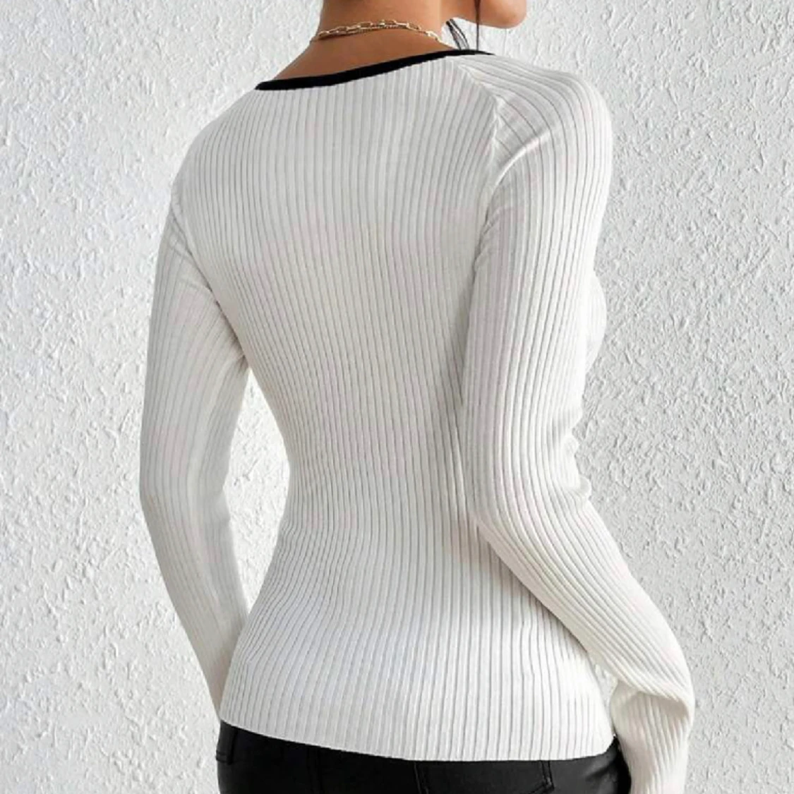 Vit långärmad tröja - 90