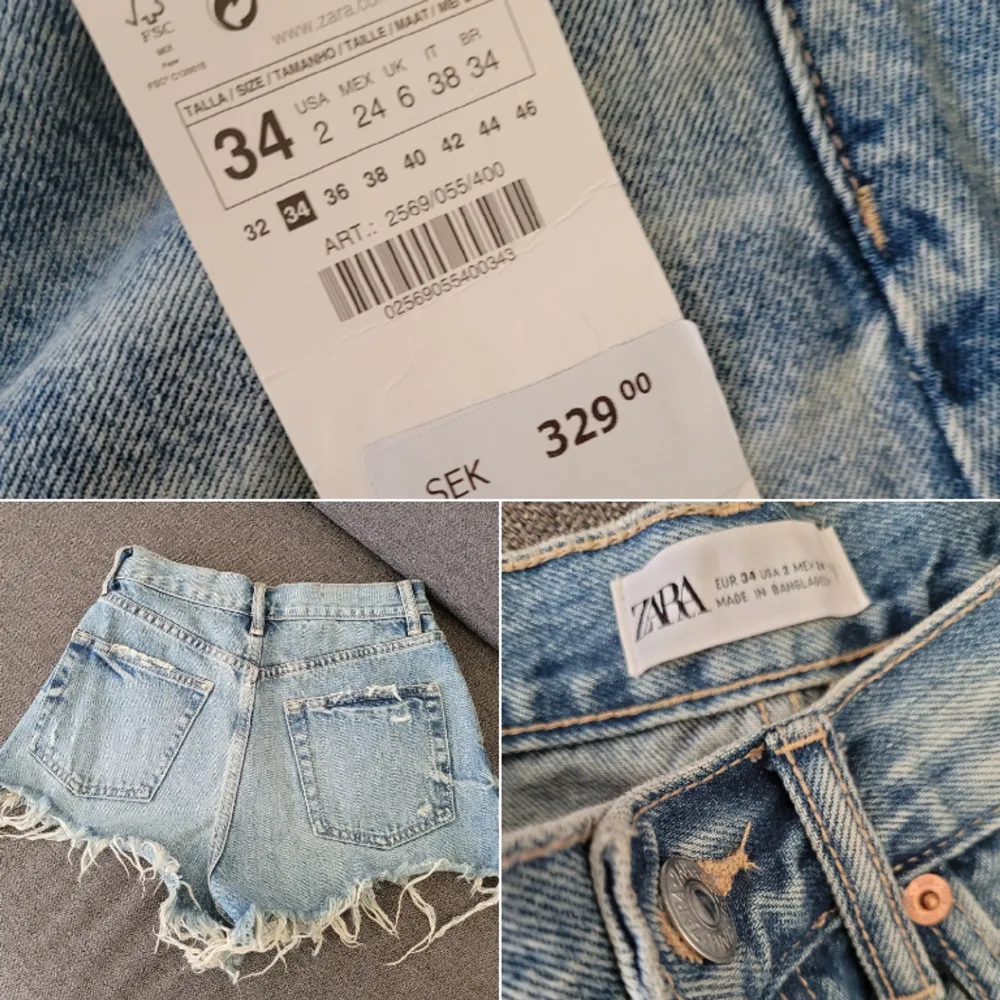 Nya med tags jeansshorts från Zara stl 34. 💫 Sista bilden är från Zara o visar hur de sitter på.. Shorts.