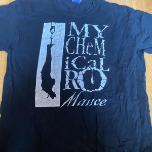 my chemical romance bandtröja - snygg my chemical romance tröja! köpt second hand och trycket är lite slitet, se bild 2. storlek L! har katt!! 