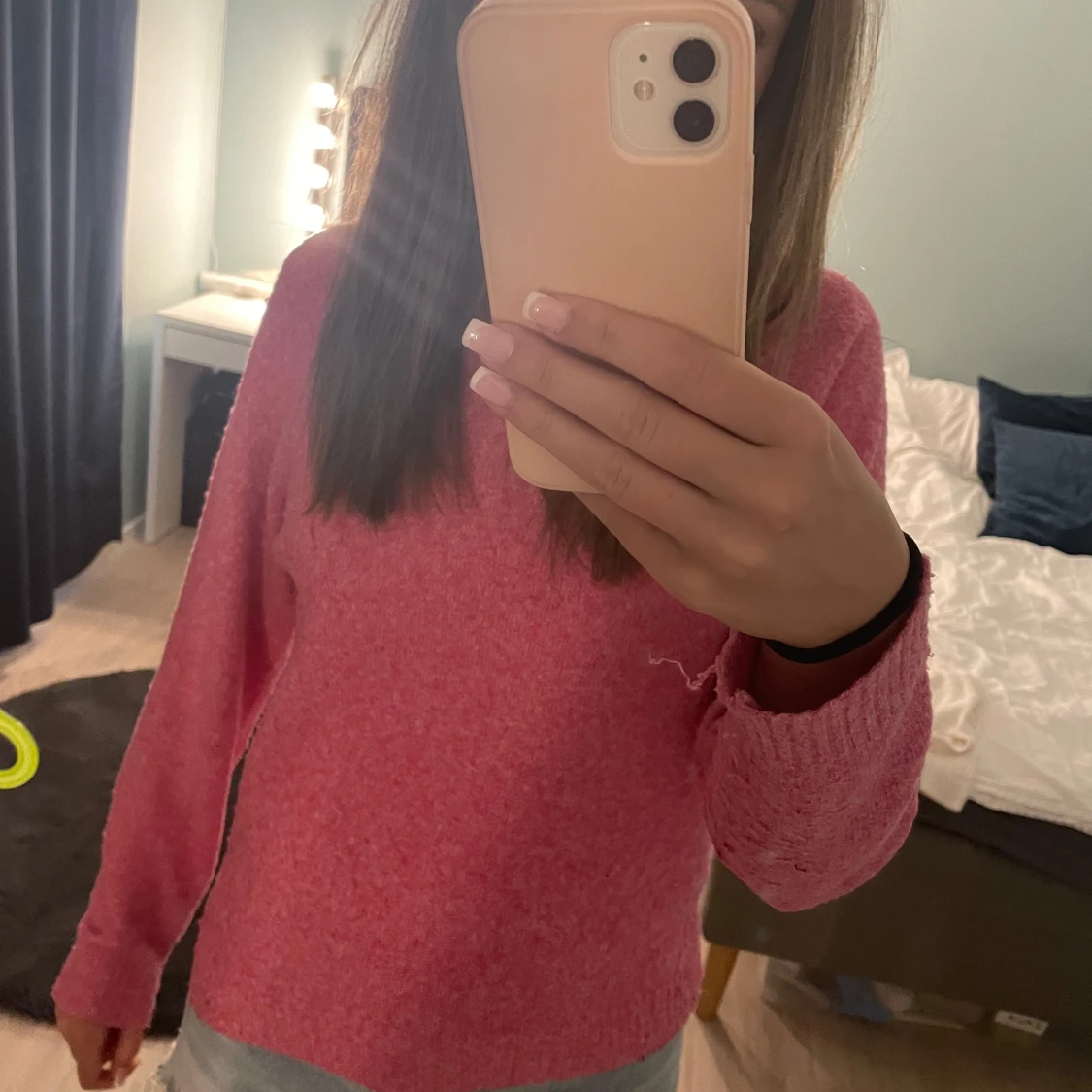 Rosa stickad tröja  - 90