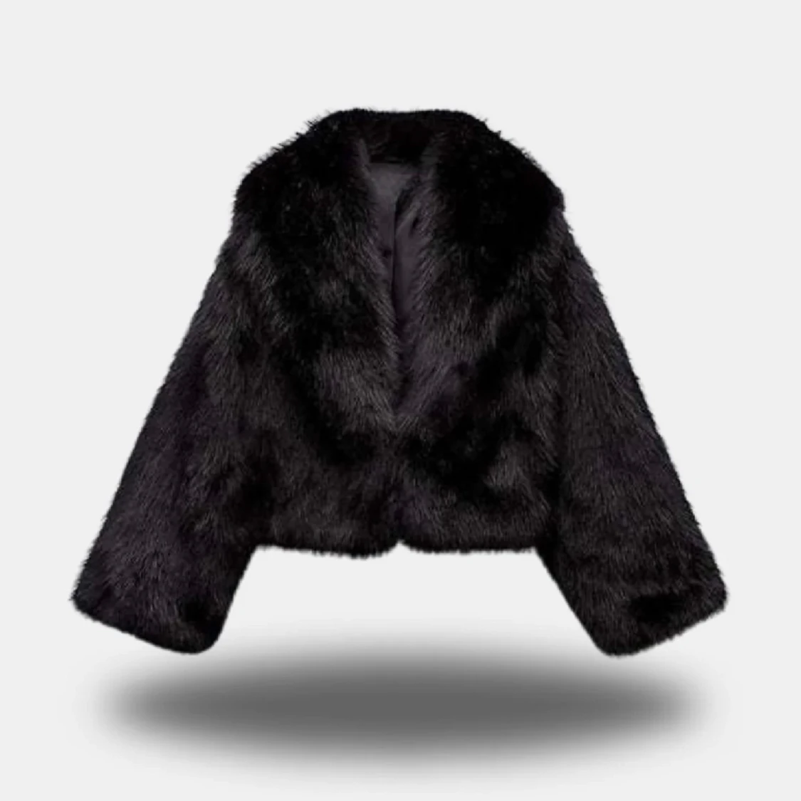 Svart pälsjacka - 90
