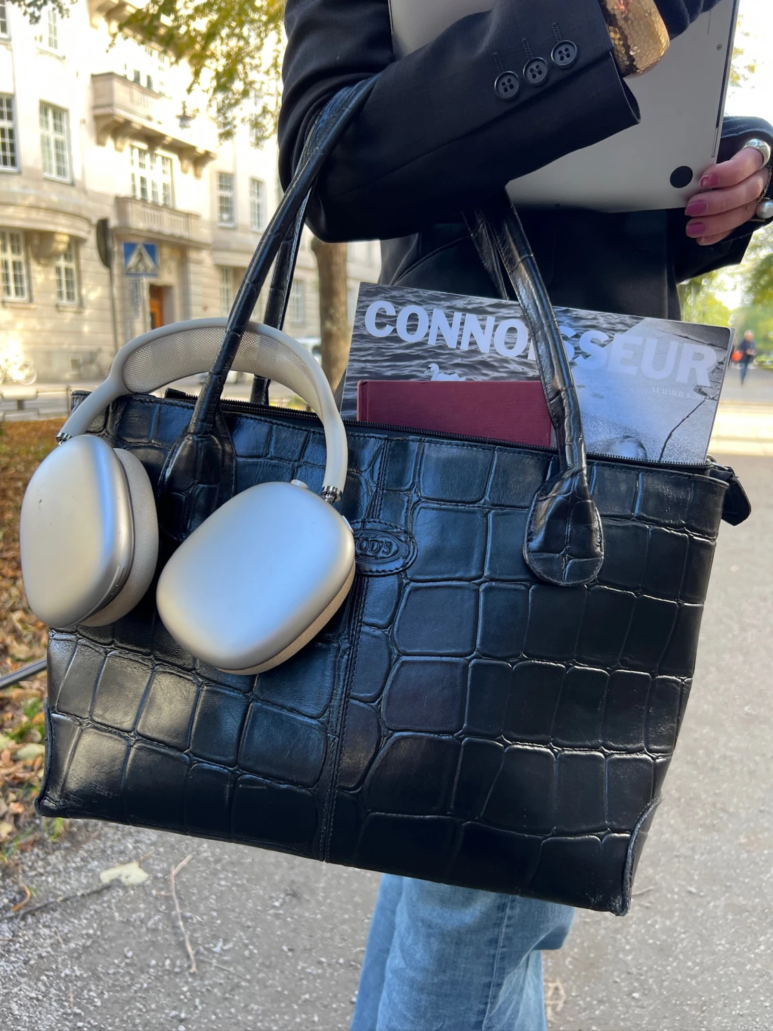 Svart croco handväska - 2