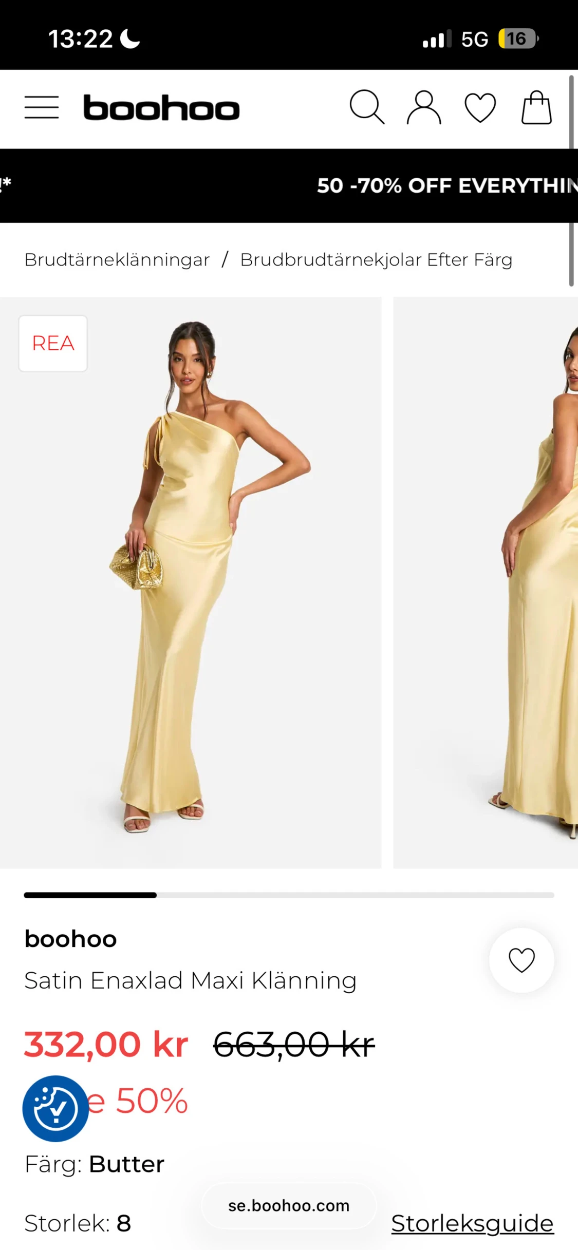 Satin enaxlad maxi klänning 