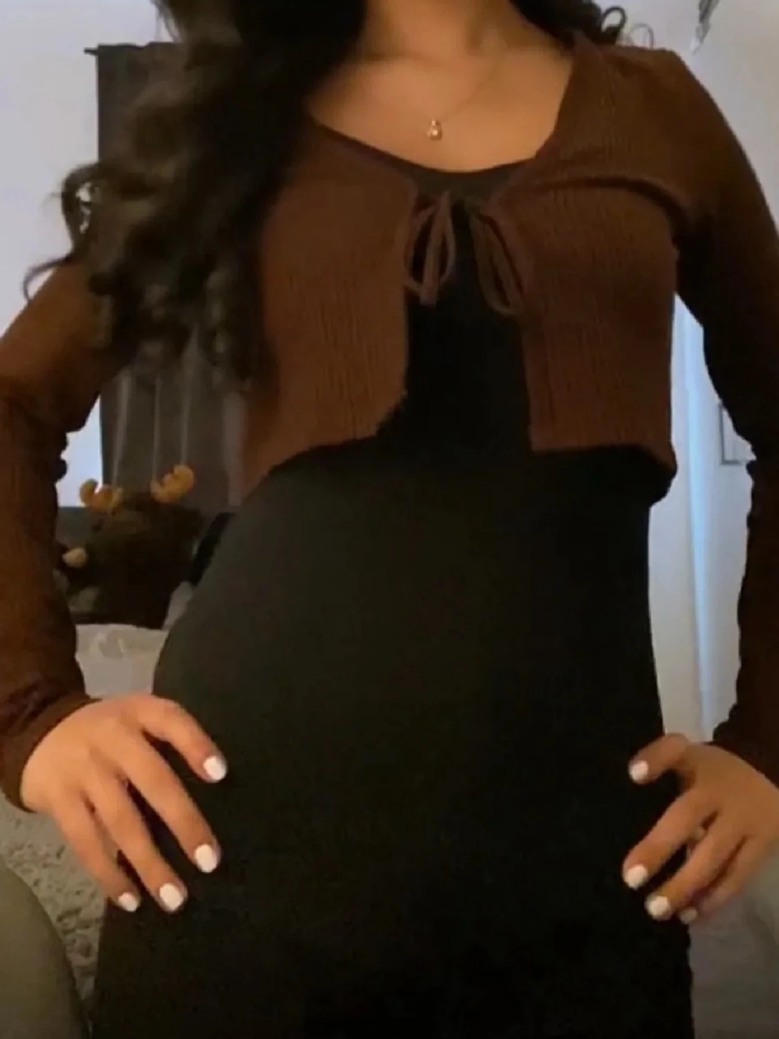 Brun croppad bolerotopp med knyt