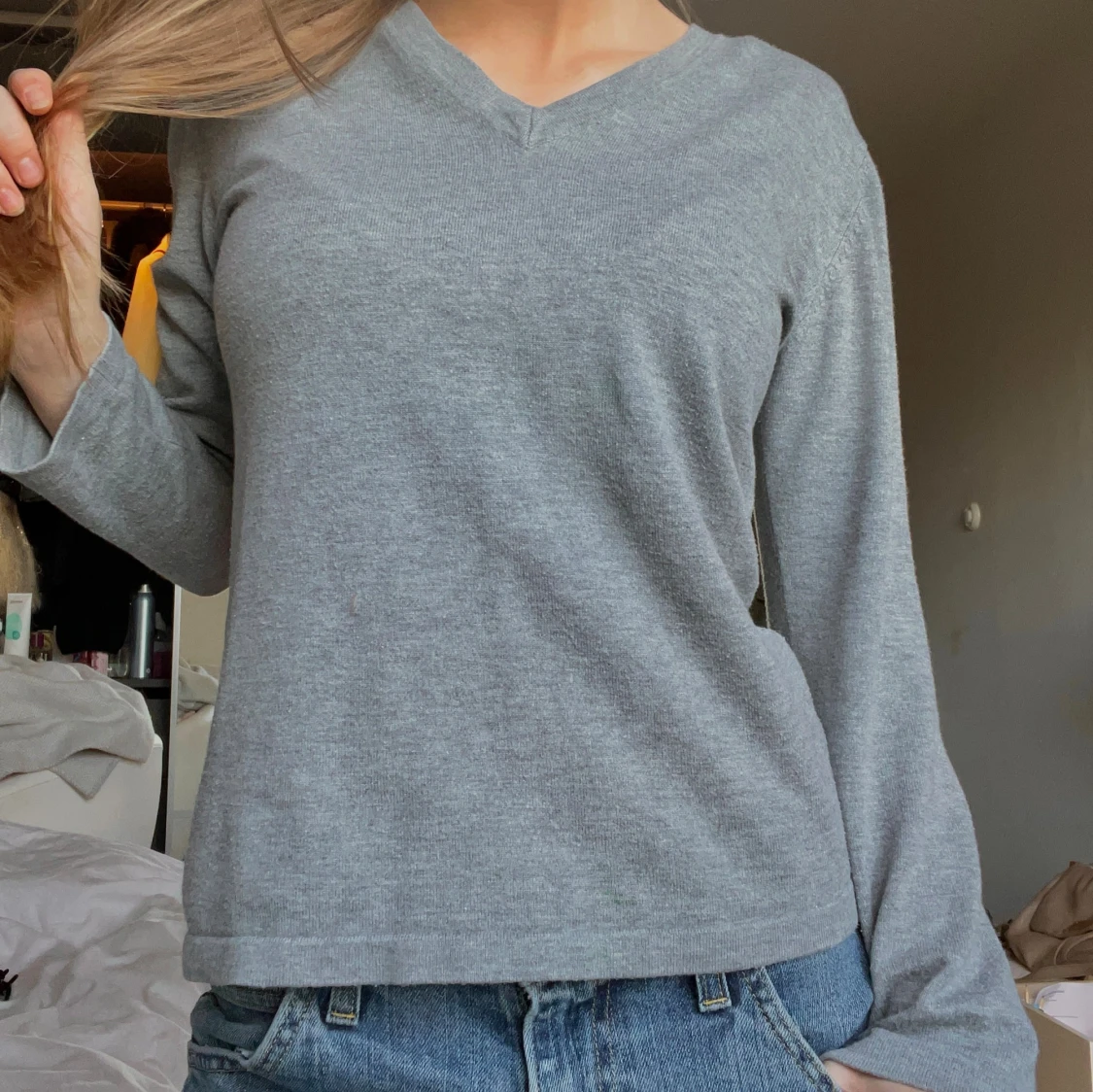 Saint Tropez // grå finstickad tröja // M/S 