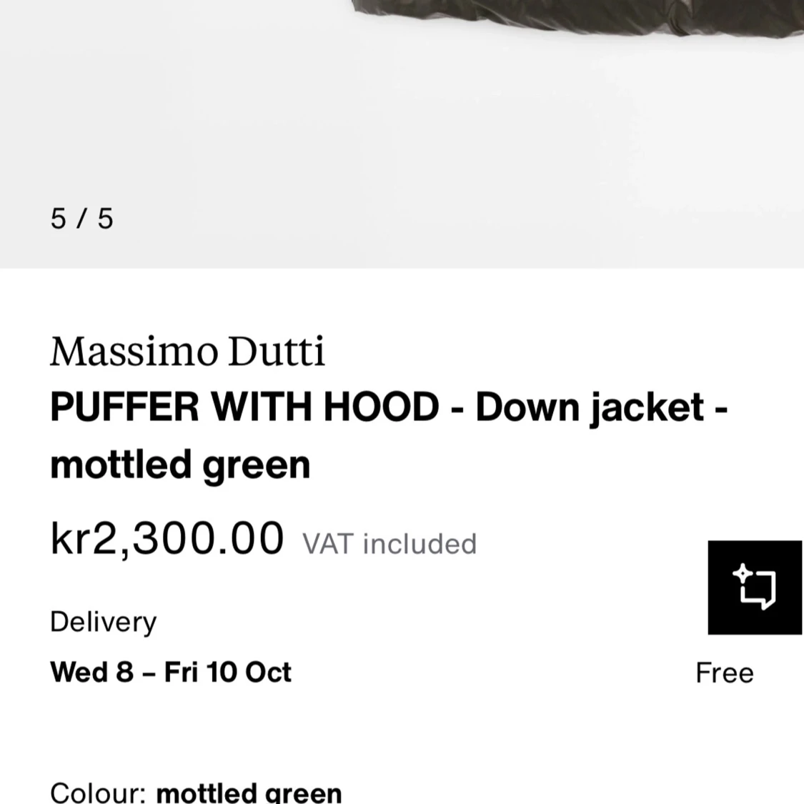 Grön pufferjacka från Massimo Dutti - 1