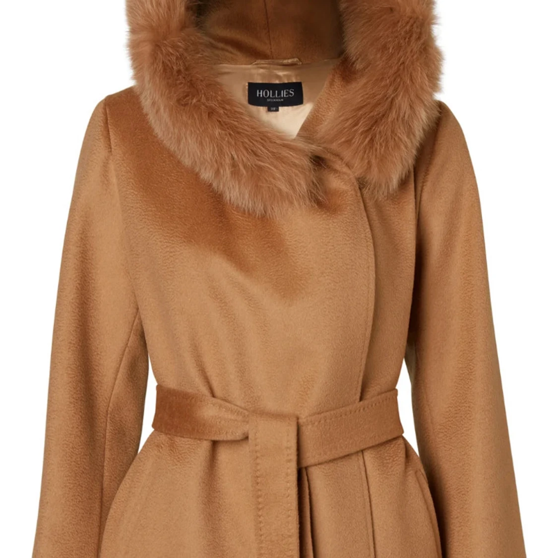 Beige ullkappa med äkta päls från Hollies