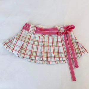 Abercrombie & Fitch Super Rare Vintage Low Rise Pleated Mini Strawberry Shortcake Skirt - Super rare, vintage low rise pleated mini skirt from early 2000s Abercrombie & Fitch in the most adorable strawberry shortcake colourway. Waist: 37 cm  Length in the back: 28.5 cm Length in the front: 25 cm