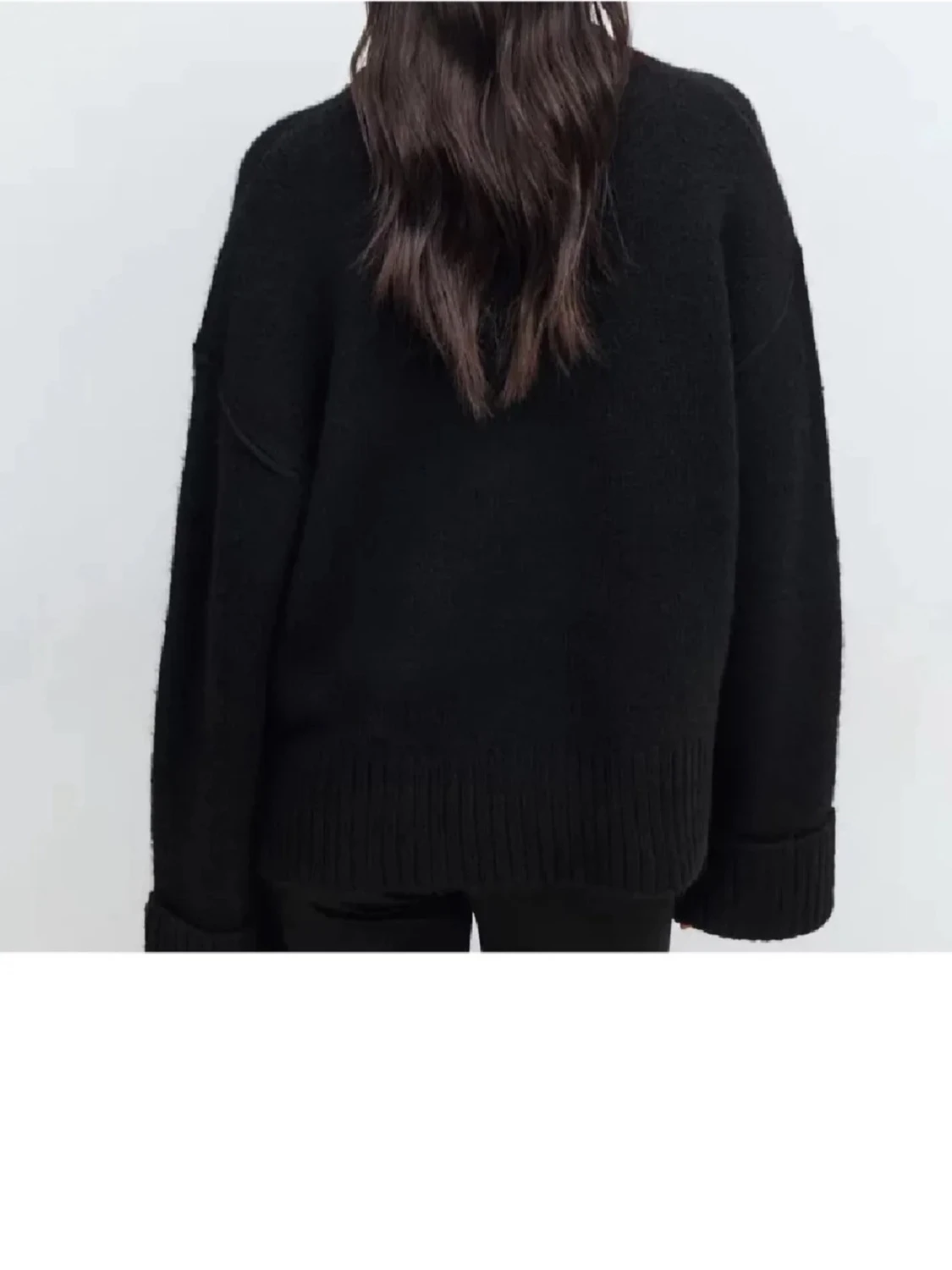 Svart oversized stickad tröja - 5