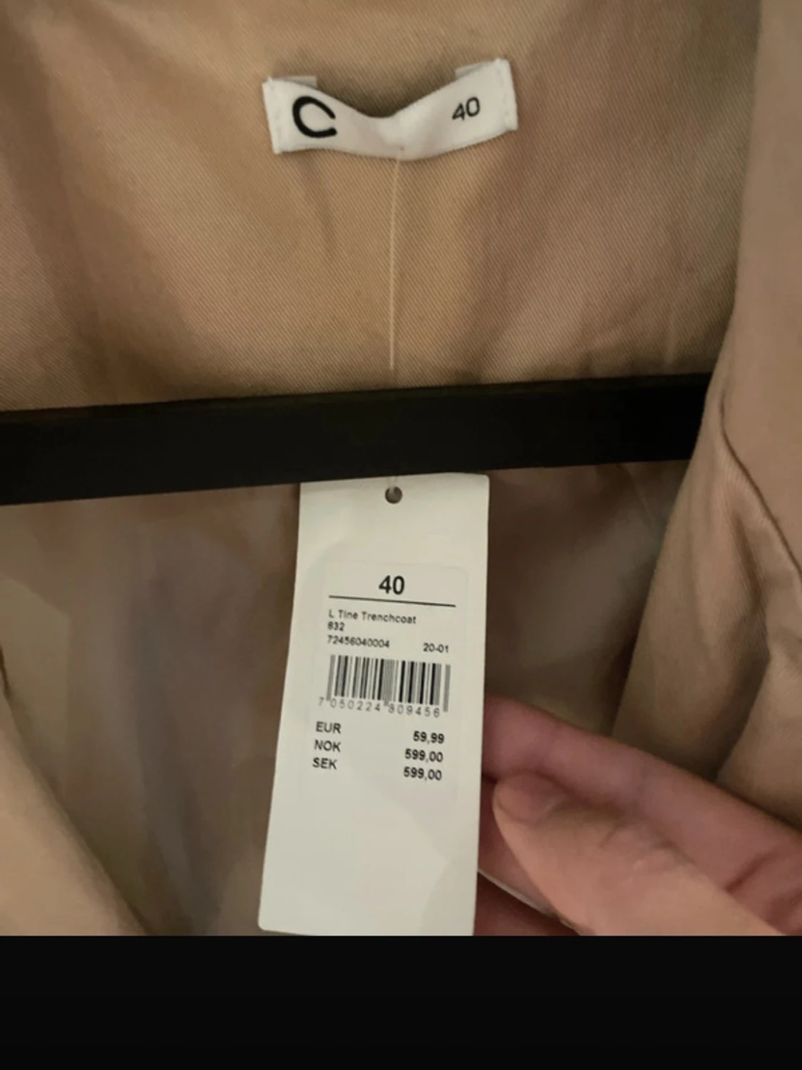 Beige trenchcoat från C, strl 40 - 2