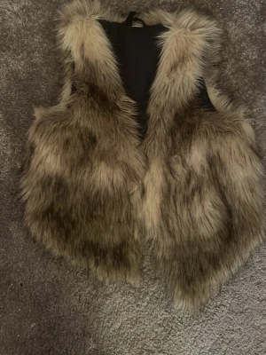 Beige pälsväst  - Säljer en fluffig och snygg beige pälsväst från Divided by H&M. Västen har en naturlig färgskiftning i beige och brunt, med mjukt syntetpälsmaterial och svart innertyg. Perfekt för att ge din outfit extra edge och värme. Säljer på grund av att jag inte använt den! Kontakta/Skriv om ni har några frågor💕💕
