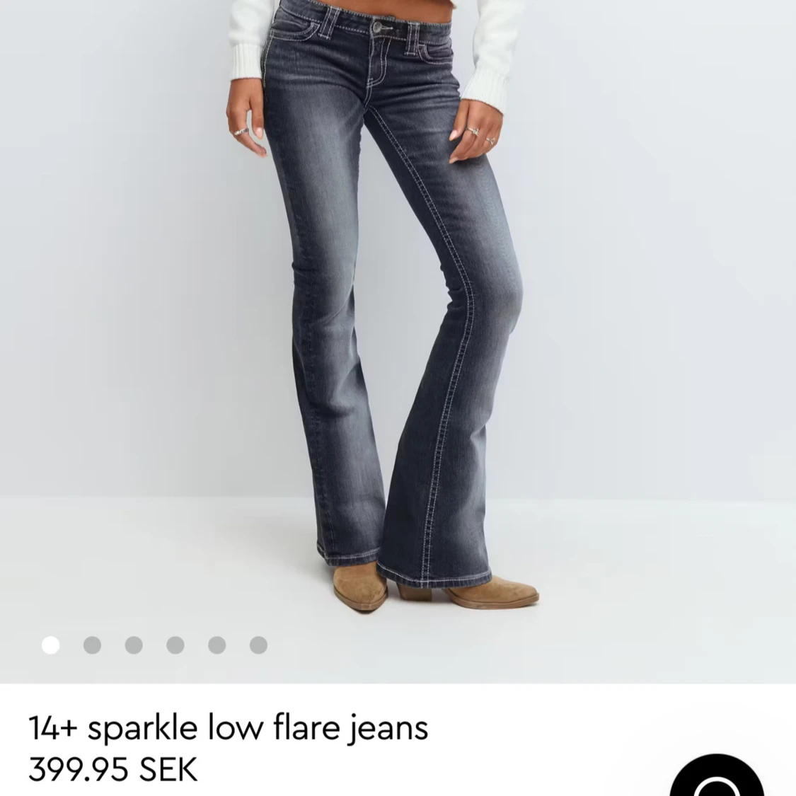 Mörkgrå flare jeans med glitterdetaljer