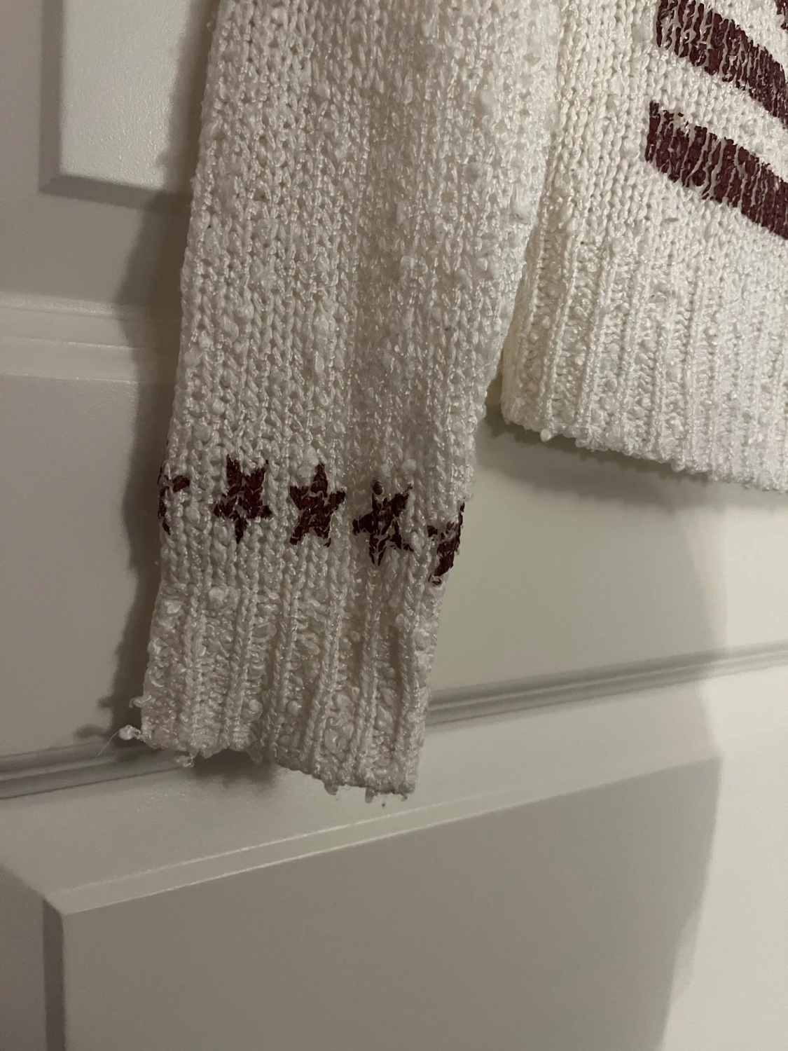 Vit stickad tröja med USA-flagga - 3