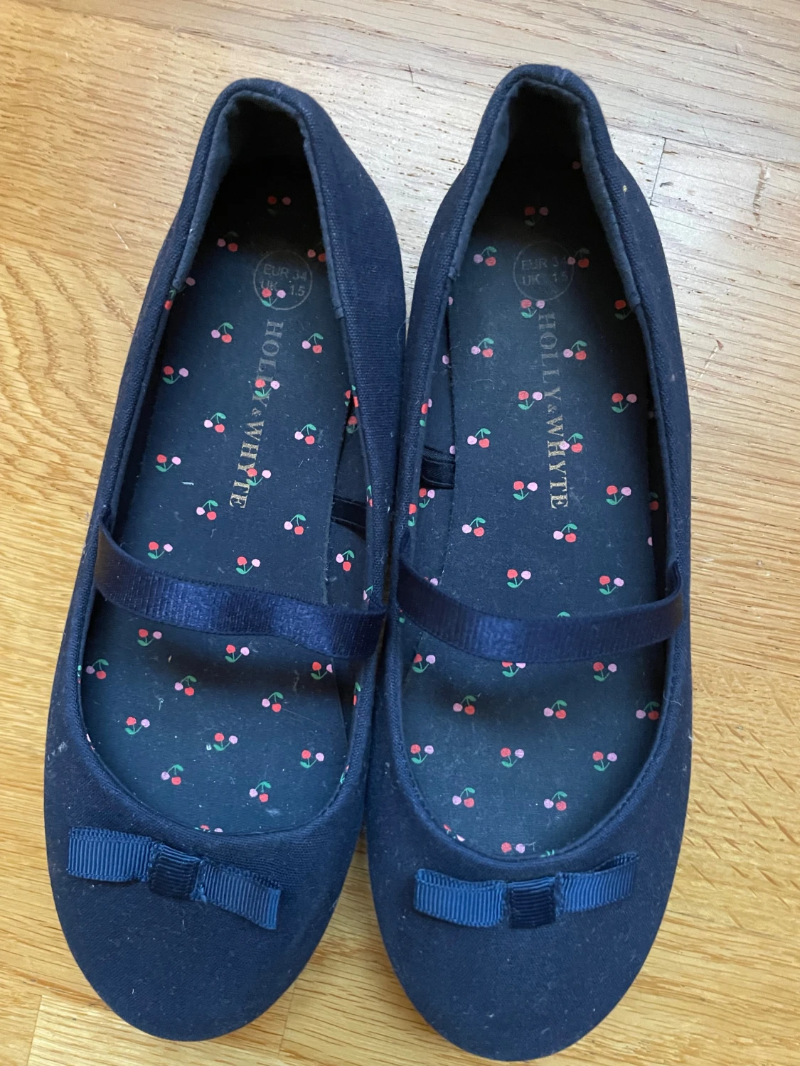 Mörkblå ballerinaskor med rosett - 1