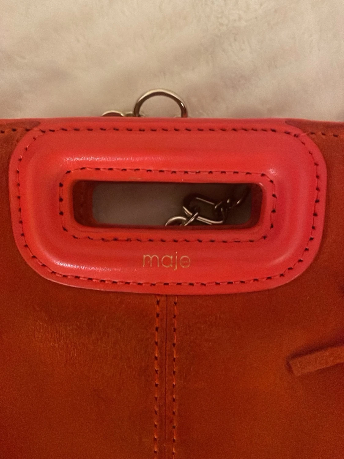 Orange axelväska med fransar från Maje - 4